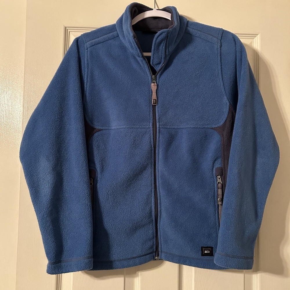 REI Fleece‎ Jacket Women's Med Blue Full Zip Fuzzy Soft Outdoor. Youth XL 14-16
